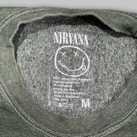Nirvana Band Logo Tie-Dye Print Green Crewneck Sweatshirt - Size M - Picture 2 of 3